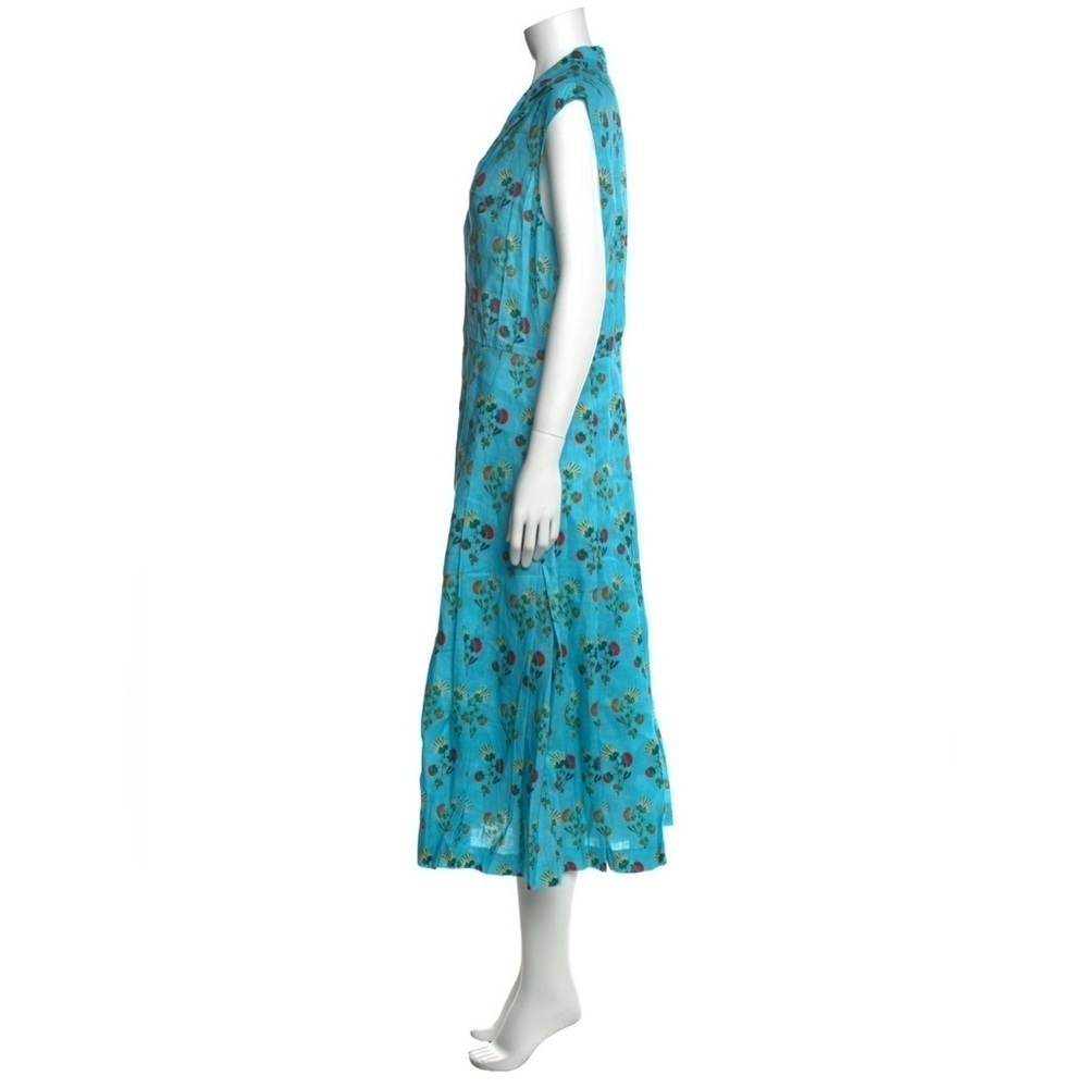 SALONI 100% Linen Eddie B Flowering Seashell Print Midi Dress Size US 8 NWT - Picture 8 of 9